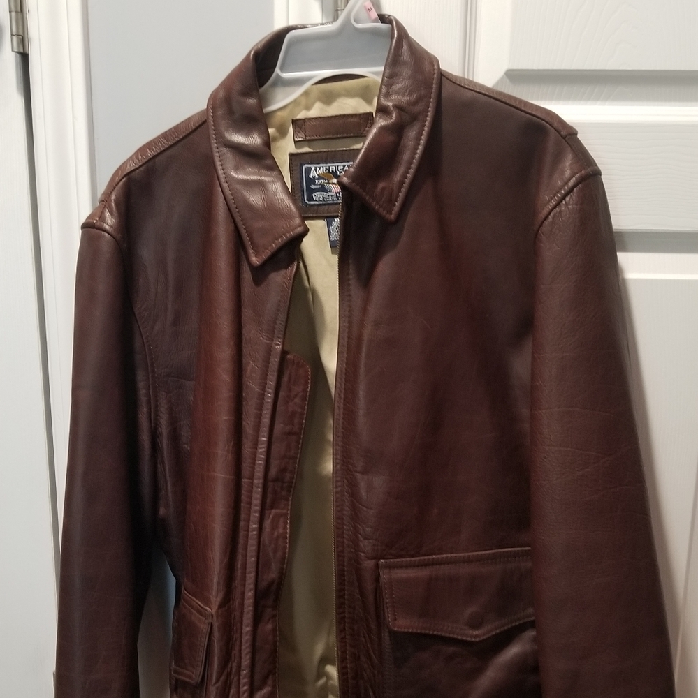 American Living Leather Bomber Jacket XL worn 3 times.